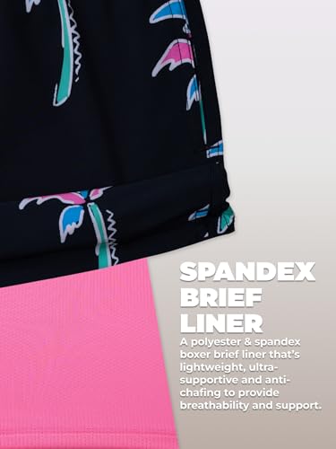 XX-Large Havana Nights Men's 7 Inch Swim Trunks with Liner & UPF 50+
