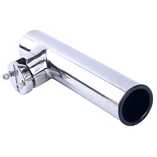 Amarine Made Stainless Clamp-On Fishing Rod Holder for Boat Rail, Adjustable Angles