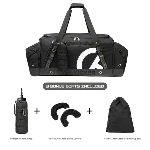 Ice Hockey Gear Bag 40-Inch Duffle Bag for Equipment, Black, Sport Storage