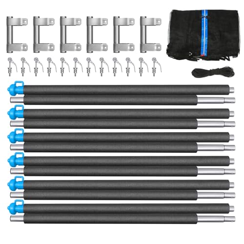 14FT Trampoline Enclosure Poles Replacement Set with Clamp & Hardware - Fits 6 Straight Poles - No Tool Needed