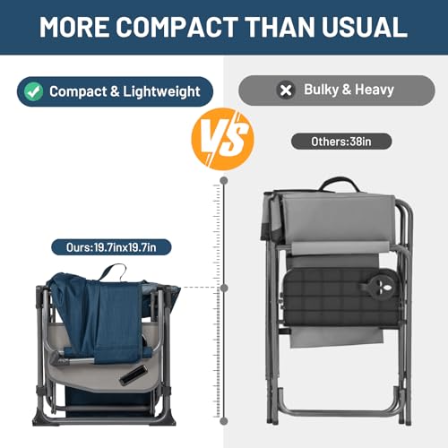 TIMBER RIDGE Navy Heavy Duty Camping Chair 400lbs Portable Directors Seat