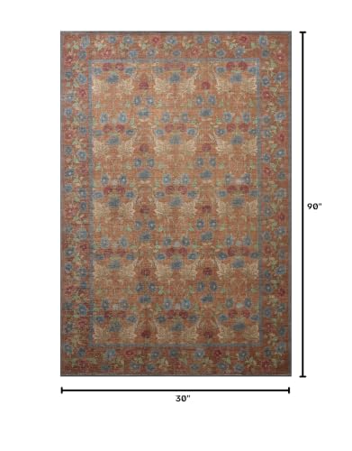 Cinnamon & Multi 2'6" x 7'6" Rug - Edinburgh Collection Botanical Runner