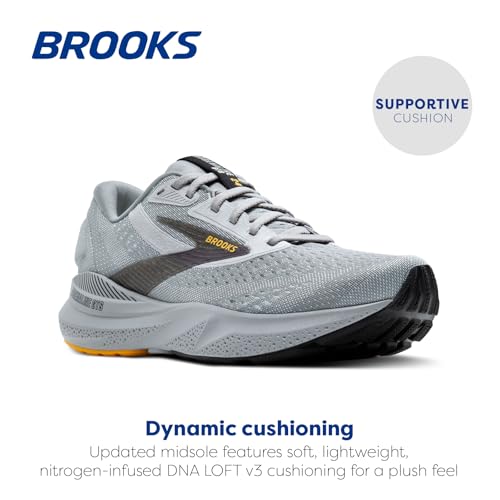 Brooks Men’s Adrenaline GTS 24 Supportive Running Shoe Alloy/White/Gold Fusion