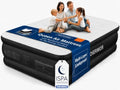 Queen Air Mattress with Built-in Pump - 18 Inch Raised Stable Support, White & Black