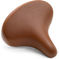 Wide Cruiser Bicycle Saddle with Memory Foam - Faux Leather Vintage Brown