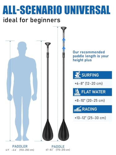 Aluminium Shaft SUP & Kayak Paddle Set - Black, 67-83 Inches, Adjustable