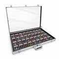 Silver Large Card Display Case 33x22 Aluminum Lockable Trade Show Jewelry Sports Card Holder with Handle