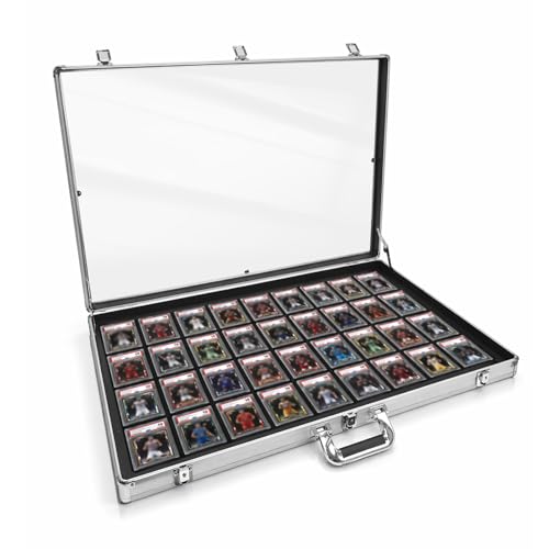 Silver Large Card Display Case 33x22 Aluminum Lockable Trade Show Jewelry Sports Card Holder with Handle