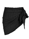 Women’s Sarong Coverup Mini Skirt Beach Wrap Sheer Bikini Cover Up - One Size / 0-b Black
