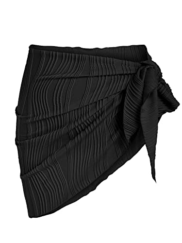 Women’s Sarong Coverup Mini Skirt Beach Wrap Sheer Bikini Cover Up - One Size / 0-b Black
