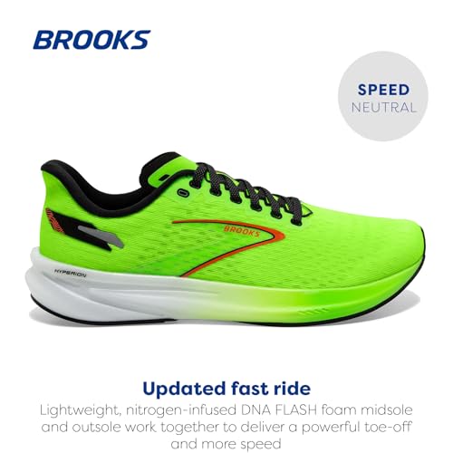 Brooks Men's Hyperion Running Shoe 8.5 Green Gecko/Red Orange/White
