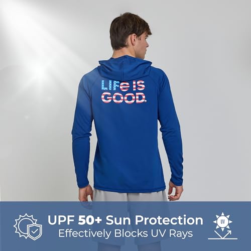 X-Large Men's Hooded Rash Guard Sun Hoodie Swim Shirt Navy