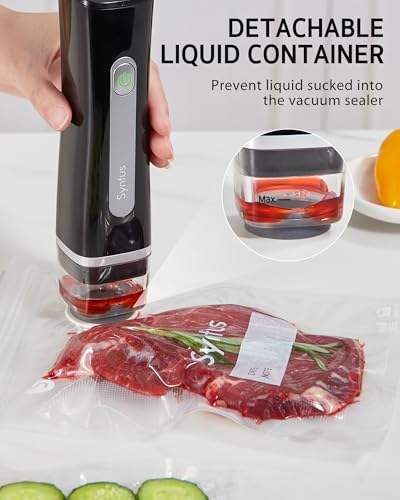 Compact Food Vacuum Sealer with Reusable Bags - Cordless & Portable