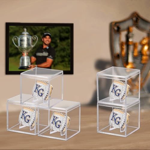 Ring Display Case - 20 Pack Clear Acrylic Championship Ring Holders with Stand Variation of THIS listing