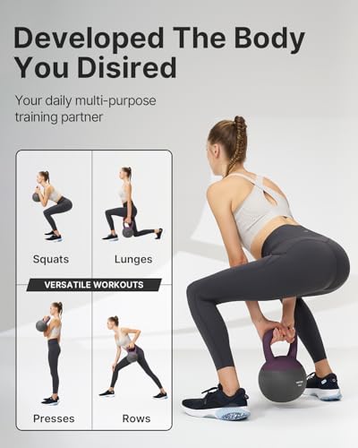 15LB Purple Soft Kettlebell for Strength Training & Home Workouts - Cushioned Base, Wide Handle
