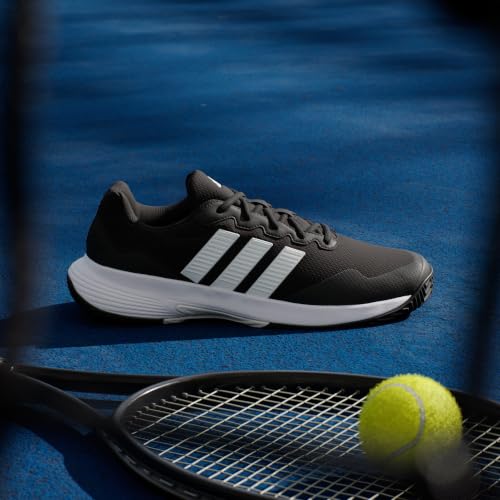 Adidas Mens Gamecourt 2.0 Tennis Sneakers - Black White Silver 9.5