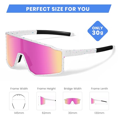 Kids Polarized Sunglasses UV400 Protection Baseball Sports Glasses White Pink Lens