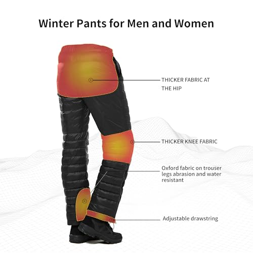 Naturehike Insulated Winter Snow Ski Pants for Men & Women, Black XXL