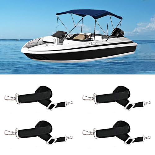Adjustable Marine Bimini Top Straps - Stainless Steel Tie Down Webbing for Boat Cover