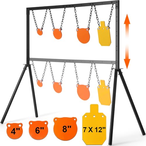 GADFISH Steel Target Stand System - Complete Outdoor Shooting Kit with 3/8 Inch AR500 Targets & Adjustable Height