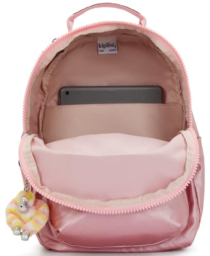 Kipling Seoul Small Bts Tablet Backpack - Bronze Pink Met, 10.5"L x 13.75"H x 6.75"D, Durable Water-Resistant Nylon