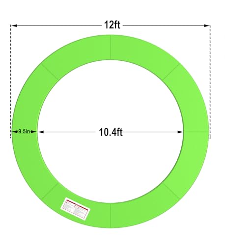 12ft Trampoline Safety Pad - Green Waterproof Foam Cover for Round Frame