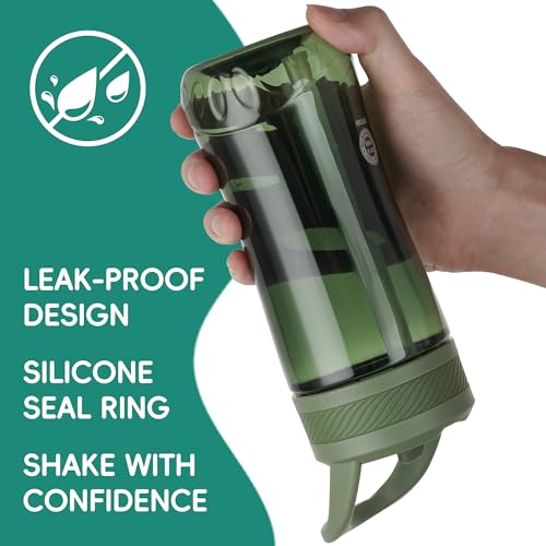 Kids Water Bottle 14oz BPA-Free Tritan with Straw Lid & Handle - Army Green