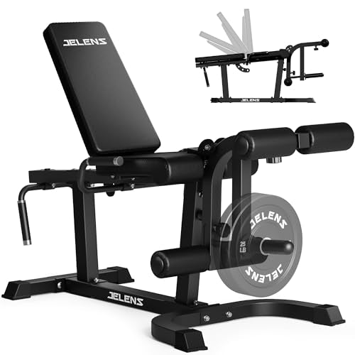 JELENS Black Adjustable Leg Extension and Curl Machine for Home Gym