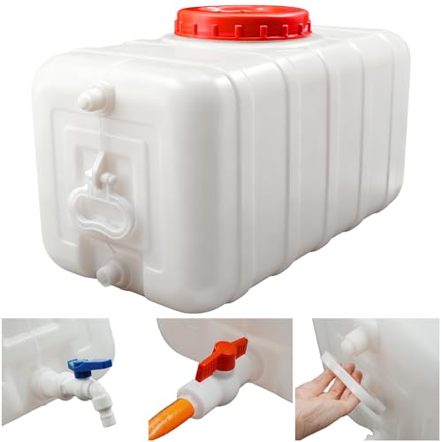Portable Water Storage Tank 80L/21 Gallon Rectangular Outdoor Water Container - Translucent White
