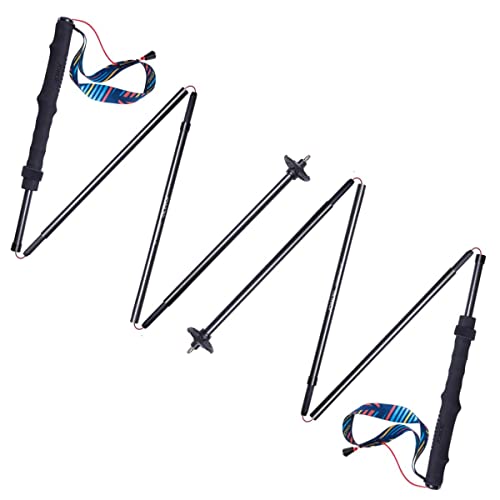 Carbon Fiber Trekking Poles - 110cm Ultralight Collapsible Hiking Sticks with Anti-Shock & Quick Lock System - Black