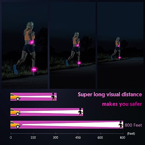 Pink LED Armband Rechargeable Running Light for Men Women Kids - High Visibility Reflective Gear