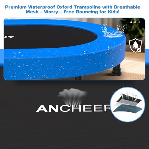 ANCHEER 56-Inch Foldable Double Mini Trampoline for Kids, Deep Blue