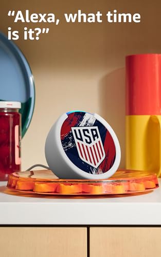 U.S. Soccer Echo Pop Smart Speaker with Limited-Edition Faceplate & Silicone Sleeve - White Variation