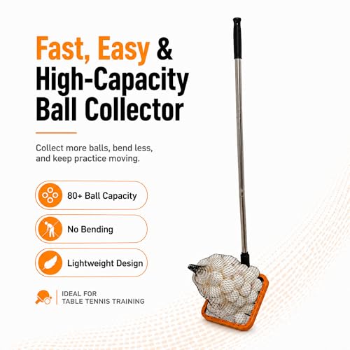 Ping Pong Ball Picker Tool for Table Tennis - Orange & Black - Fast & Safe Collection Accessory