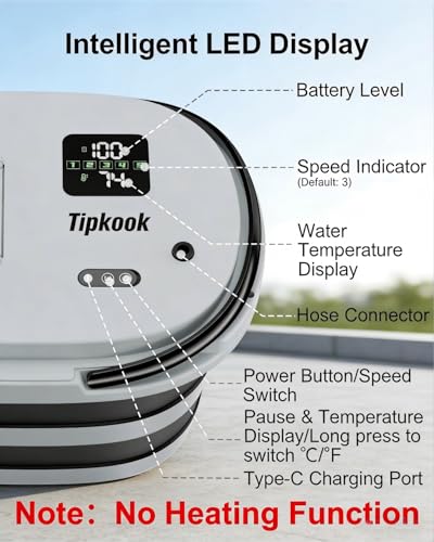 Portable Camping Shower with 20L Foldable Bucket & 13000mAh Battery