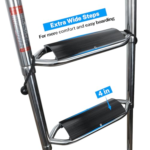 Marine-Grade Stainless Steel Telescoping Boat Ladder - 4 Step, 600LBS Capacity