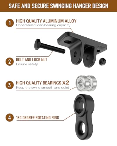 8 Pack Heavy Duty Porch Swing Hangers Kit - Black Swing Hardware Hooks
