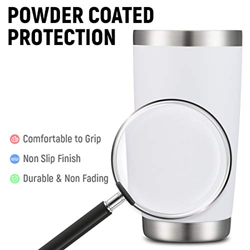 White 20oz Double Wall Vacuum Insulated Travel Mug Set with Lids & Straws - 12 Pack