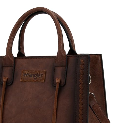 Vintage Dark Brown Wrangler Tote Bag for Women Western Cowhide Purse & Wallet Set