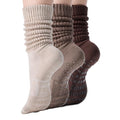 CoolMate Women's Slouch Crew Socks - 3 Pairs Brown Light Beige Variations