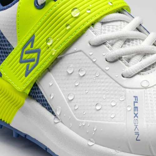 SOLM8 S60Pro Cricket Shoes Blue Lime - Men's Replaceable Metal Spikes, FlexSkin Upper, Secure Strap, Ultralight Cushioning