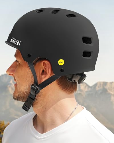 OutdoorMaster MIPS Adult Skateboard & Cycling Helmet Black Large