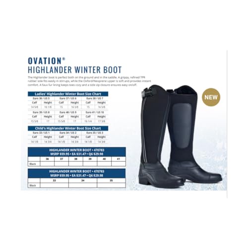Ovation Women's Tall Winter Riding Boots Black 8 - Faux Fur Equestrian