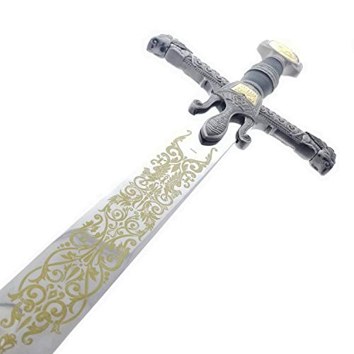 Black 47-Inch King Solomon Sword with Display Plaque for Wall Decor & Collection
