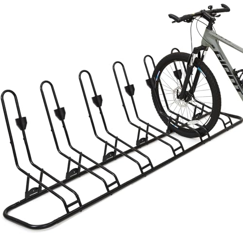 Kingarage 6-Bike Floor Rack with Steel Tubes Waterproof Indoor/Outdoor Bicycle Storage