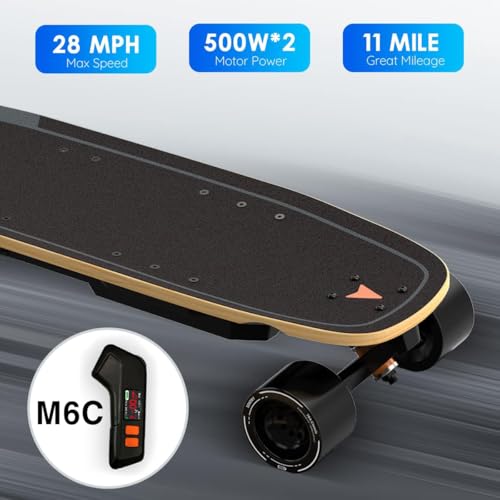 Mini5 Electric Skateboard with Remote, Up to 28 MPH & 11-Mile Range, 330lb Max Load, 33-Inch Compact Cruiser