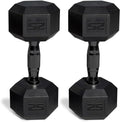 25LB Coated Dumbbell Set with Black Handles - Hex Shape & Durable Finish