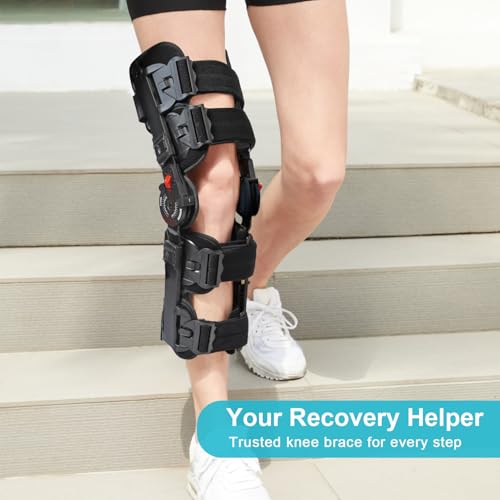 KD ROM Hinged Knee Brace for ACL, MCL, PCL & Post-Op Support, Adjustable Stability