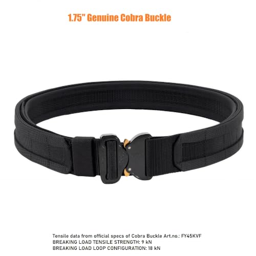 TACNEX 1.75-Inch MOLLE Duty Belt with Genuine Cobra Buckle - Black, Medium