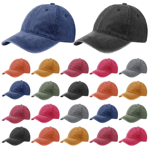 Sureio 24 Pack Distressed Baseball Caps for Women & Men Vintage Style